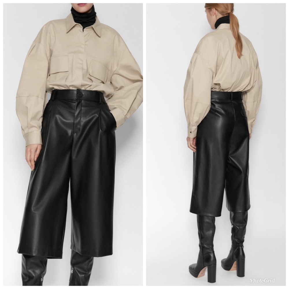 ZARA Faux Leather Long Shorts